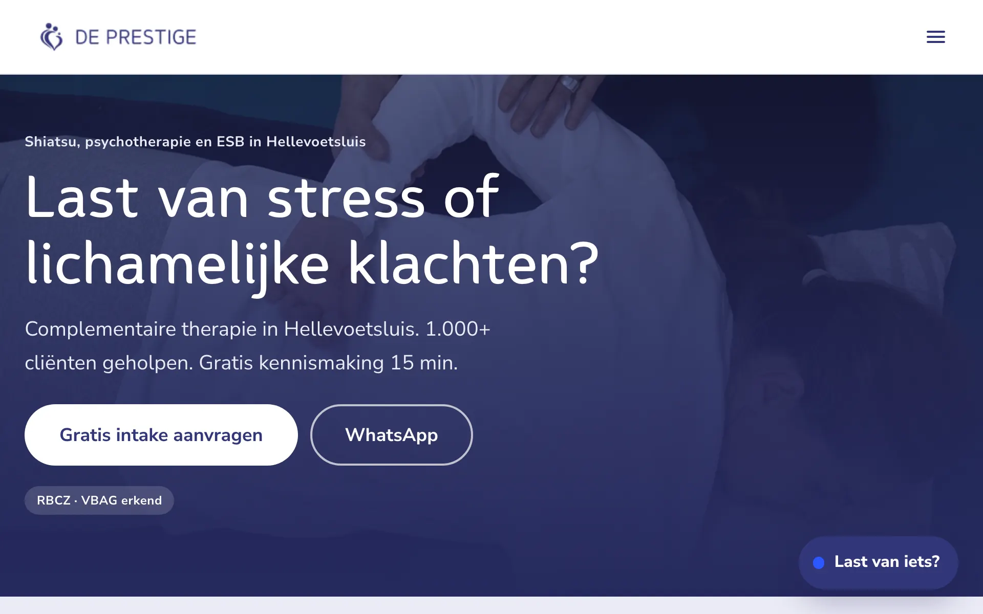 Screenshot van de website van De Prestige